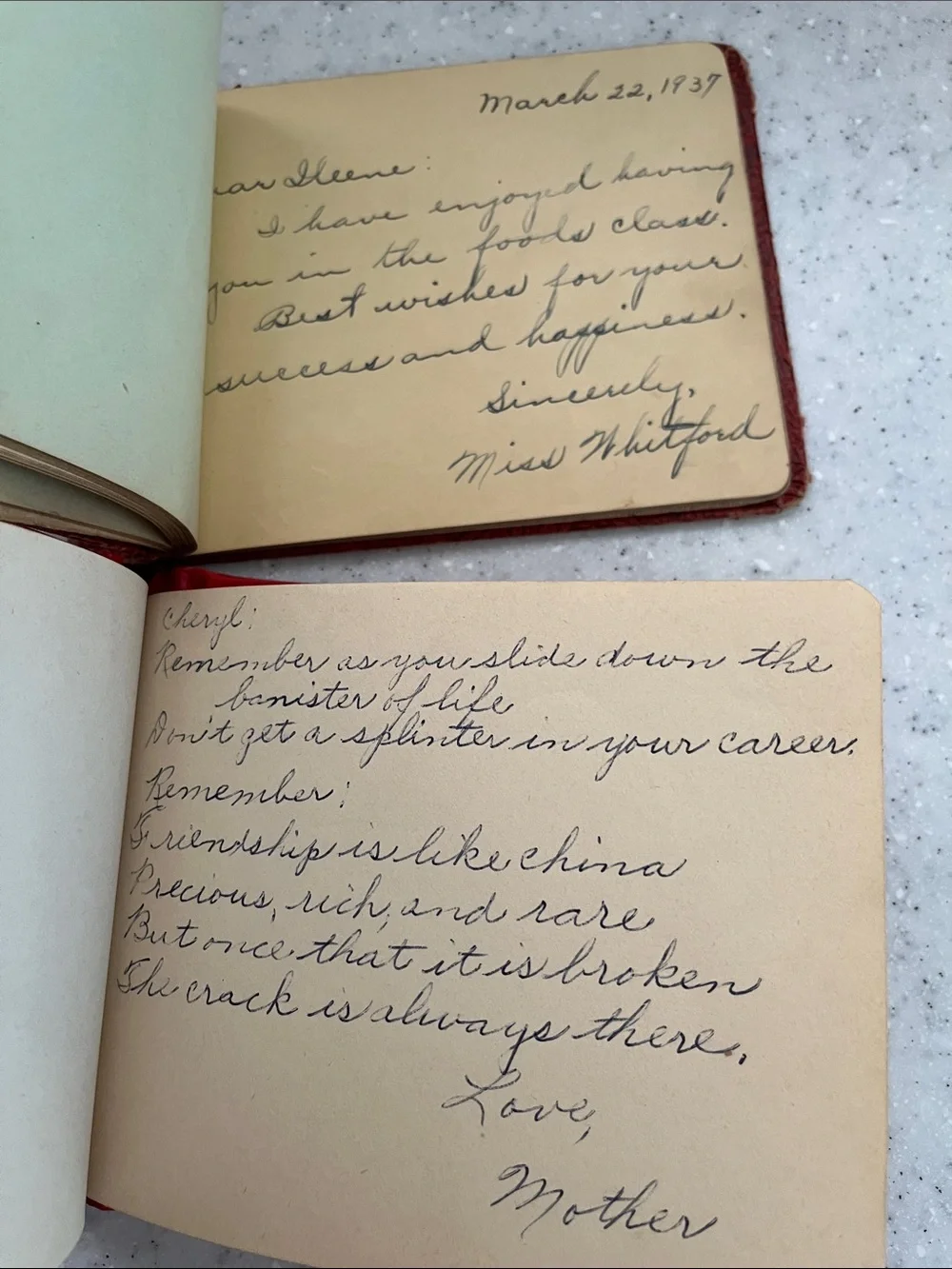 2 Vtg Autograph Books Ephemera 1930s & 1950s Old Handwriting Poems Etc